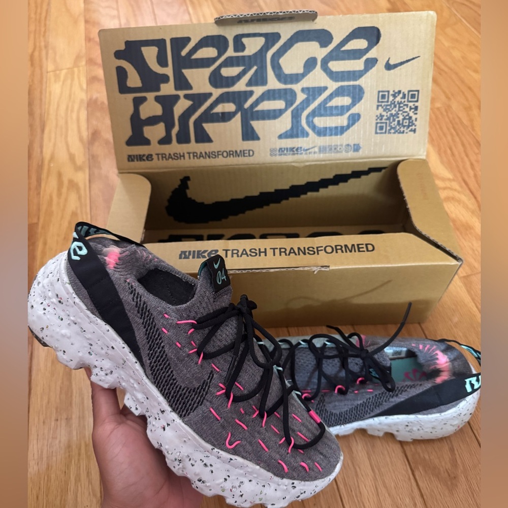Nike Women’s Space Hippie Shoes - Gray and Pink